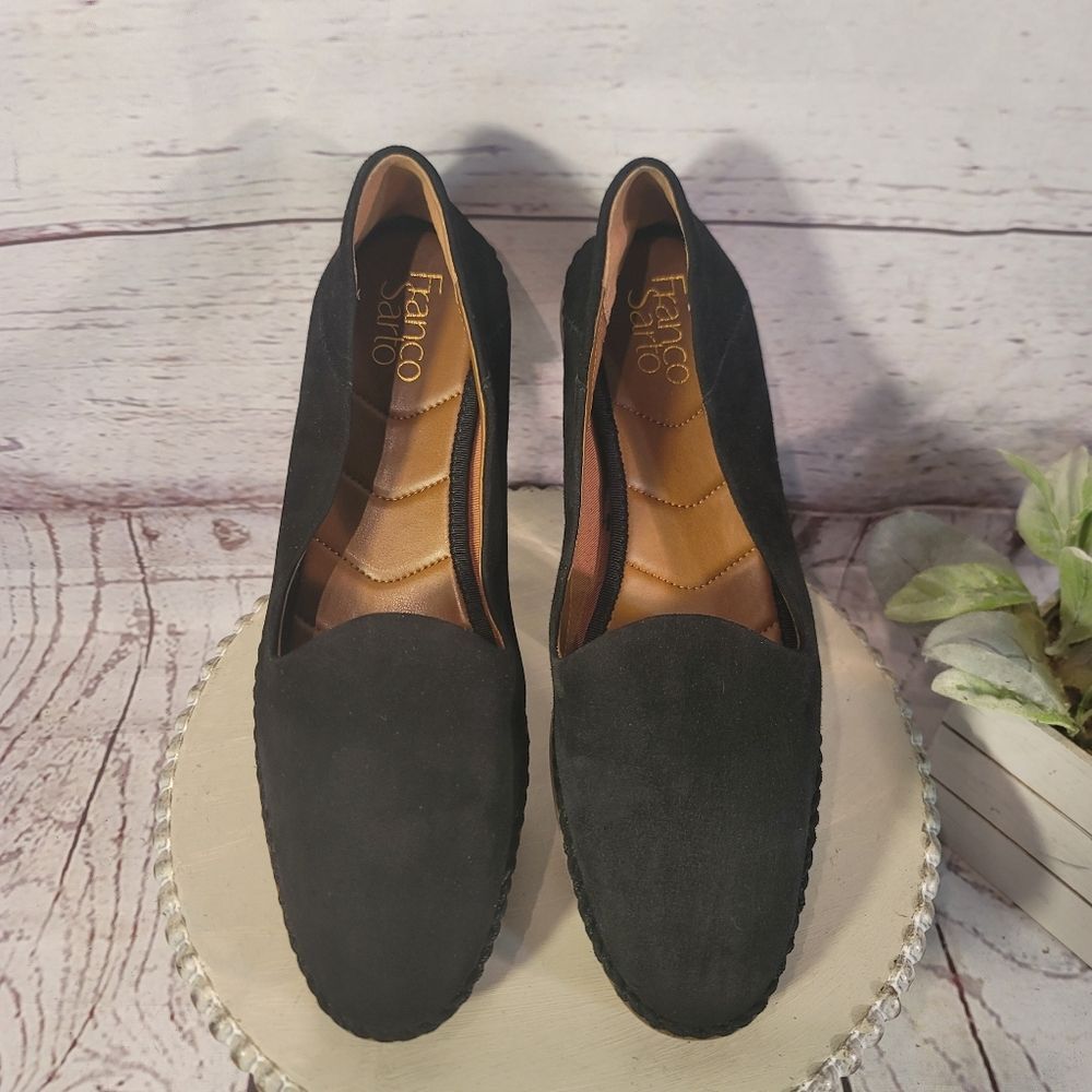 Franco Sarto Jasmine Black Suede Smoking Loafers - Women’s Size EUR 39.5